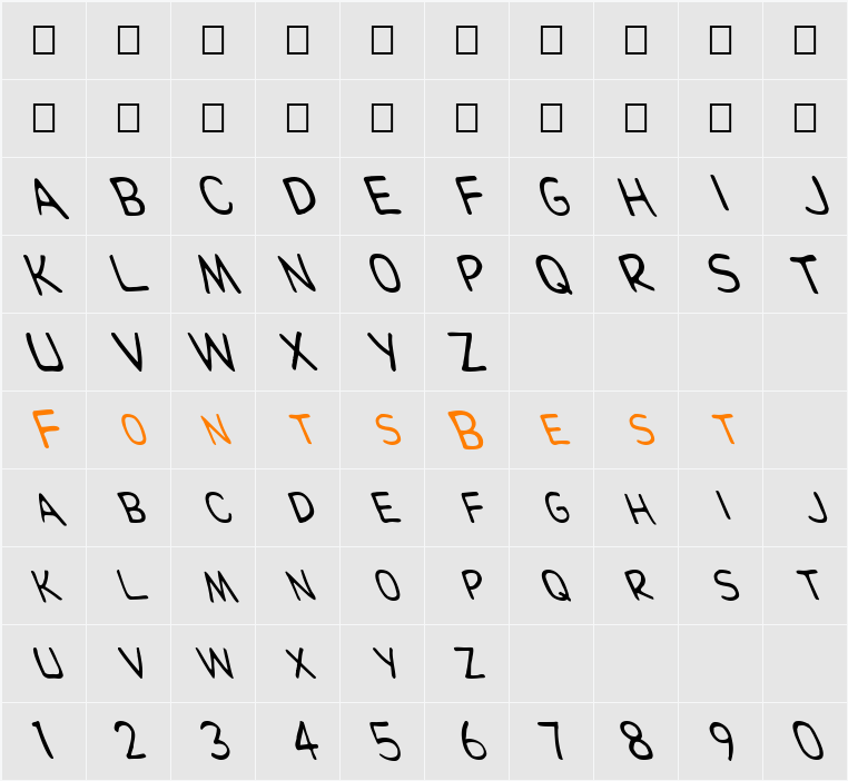 FZ BASIC 29 LEFTY Character Map