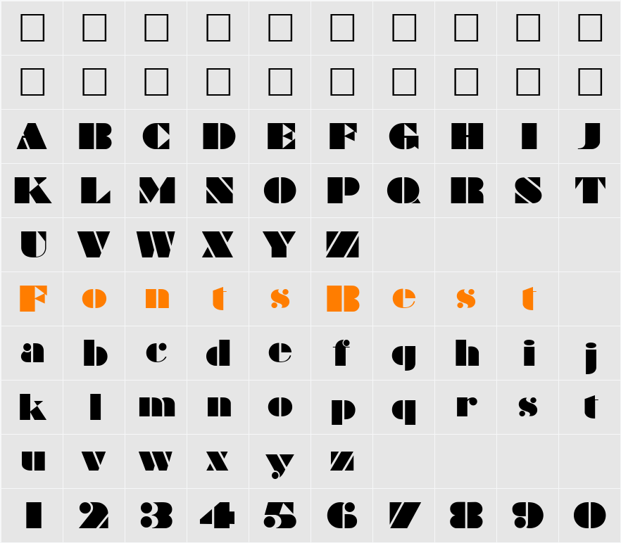 PT Footlocker Character Map