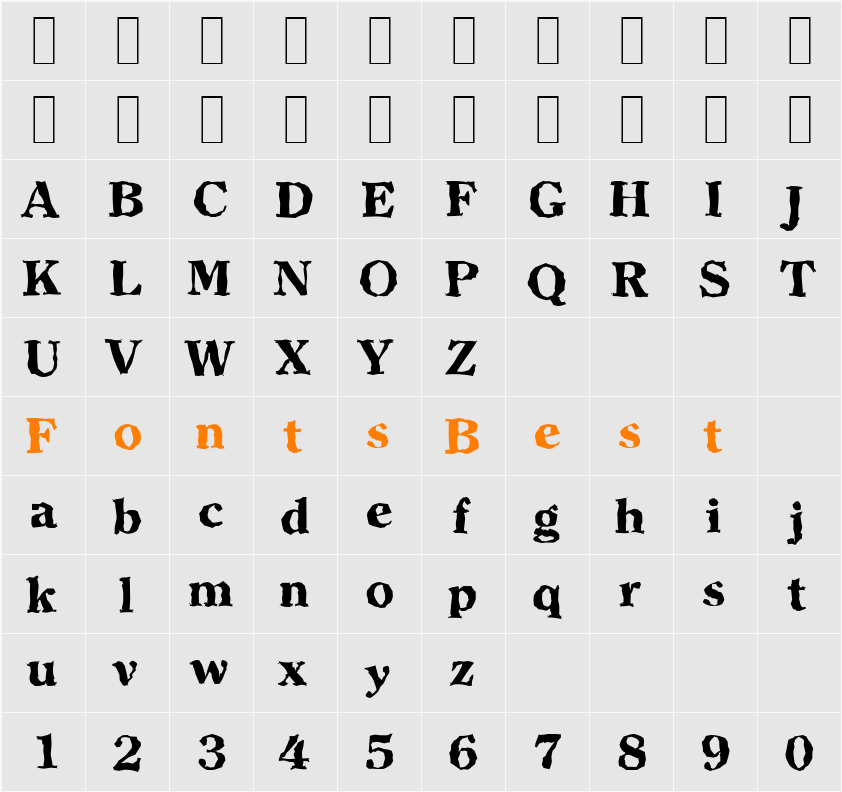ClearfaceRandom-Xbold Character Map