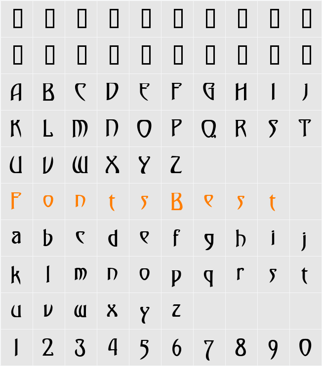 Saga-Condensed Character Map