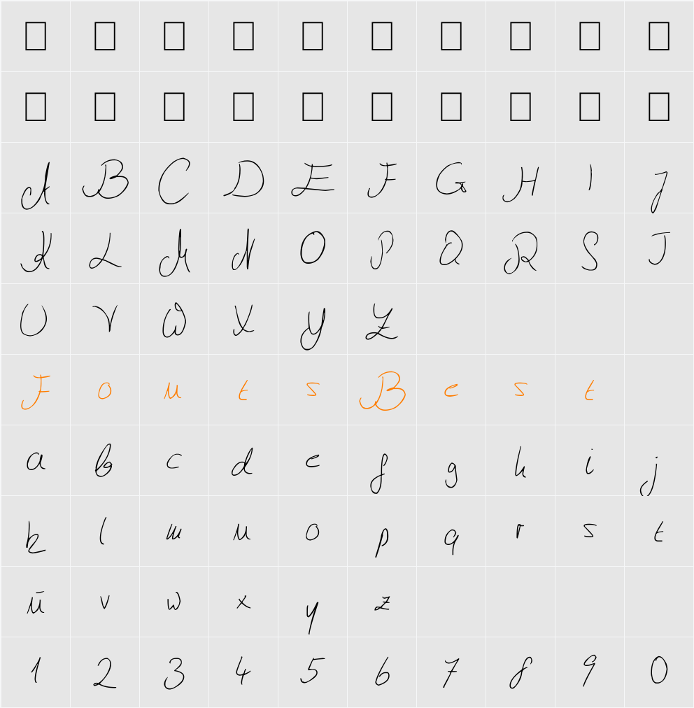 Julliscriptum Character Map