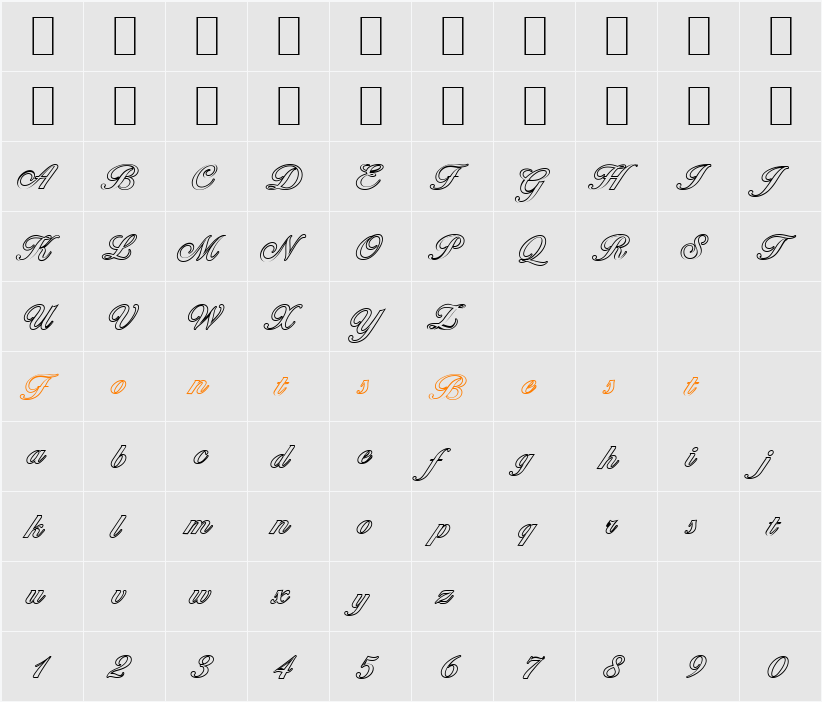 NicholasBeckerOutline-Medium Character Map
