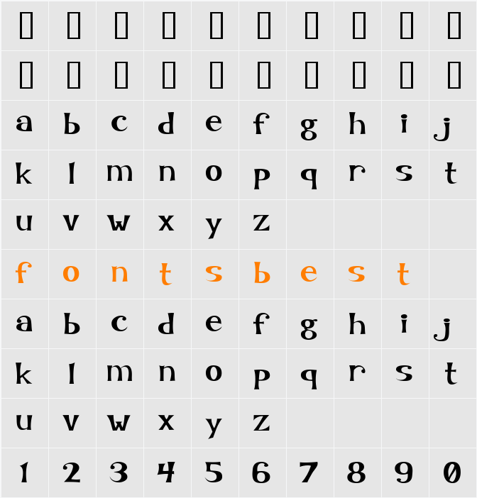 KookyLower Character Map