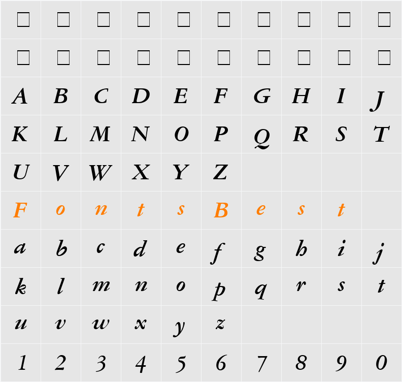 Garamond Reprise SSi Character Map