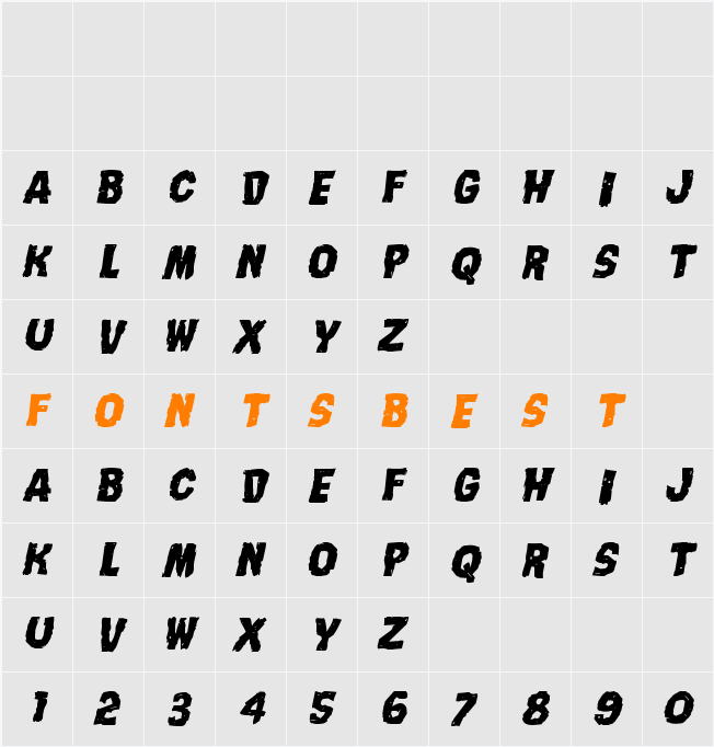 Nightmare Alley Expanded Italic Character Map