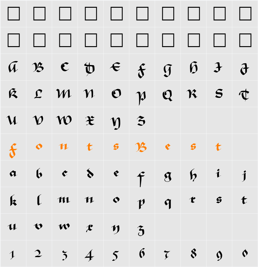 MA GKursiv1 DB Character Map
