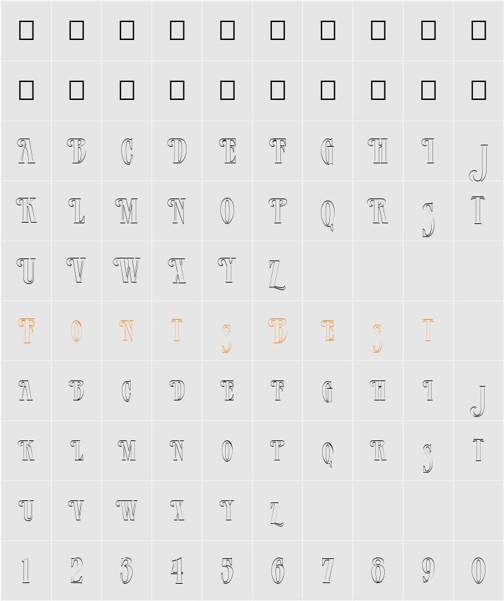 FZ JAZZY 23 HOLLOW Character Map