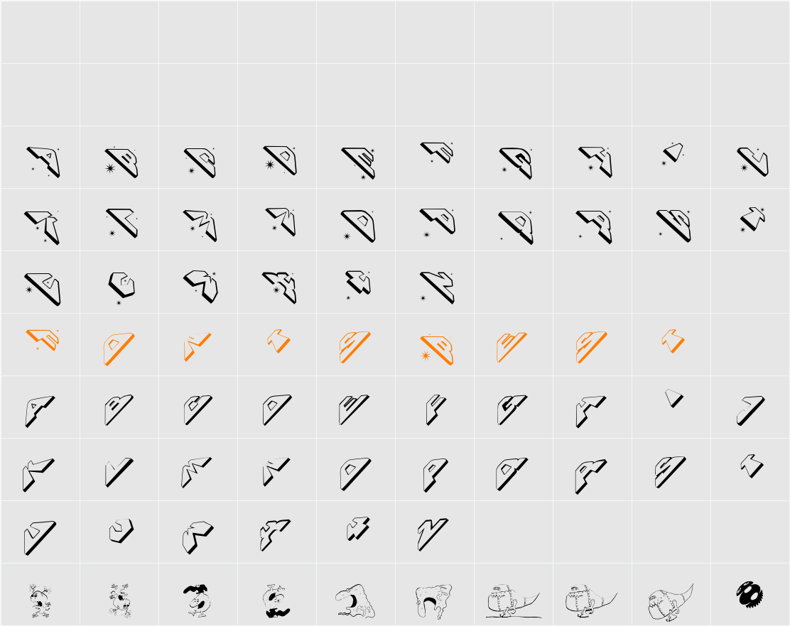SpaceAttacks Character Map