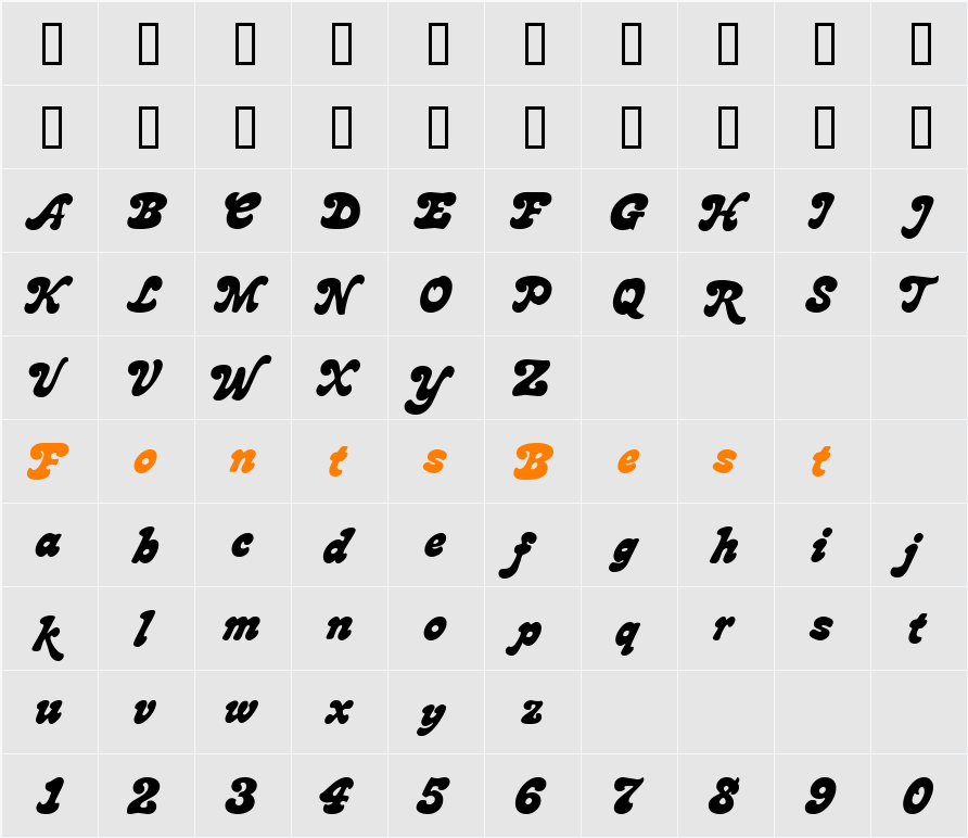 Bronstein Bold Character Map