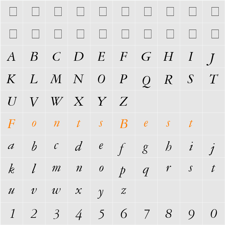 Garamond Reprise SSi Character Map