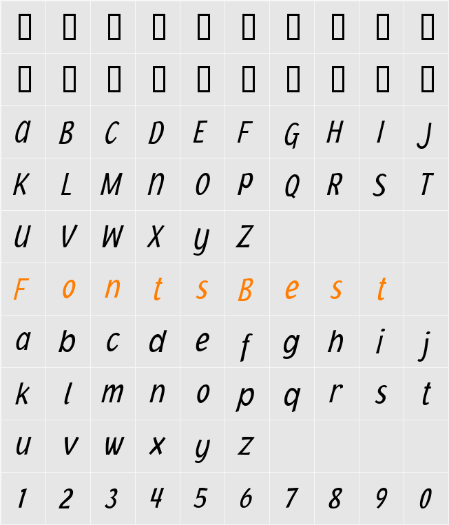 Jacoby Cond ICG Character Map