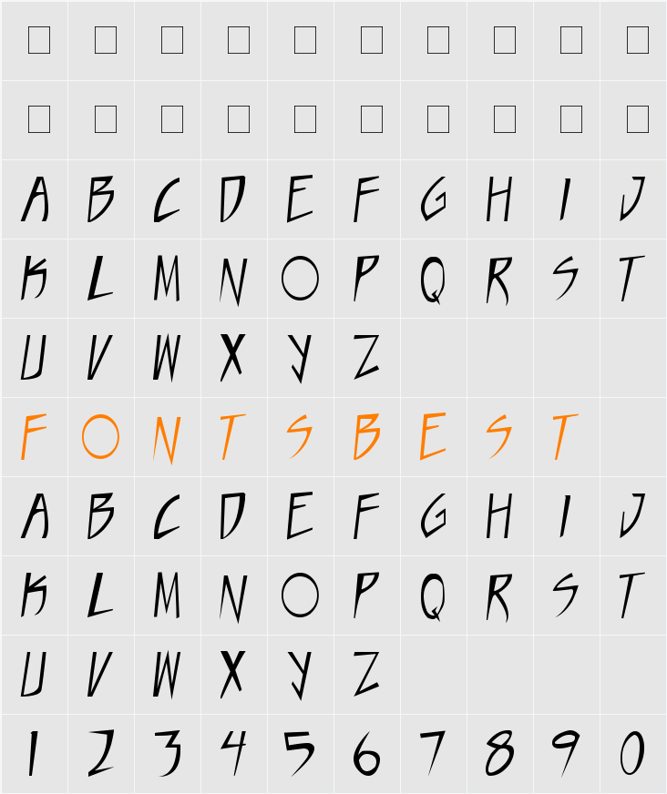 Taste of steel Character Map