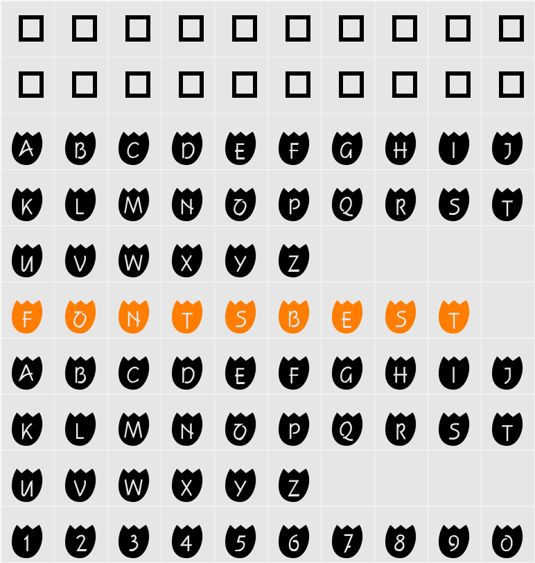 101! TulipZ Character Map