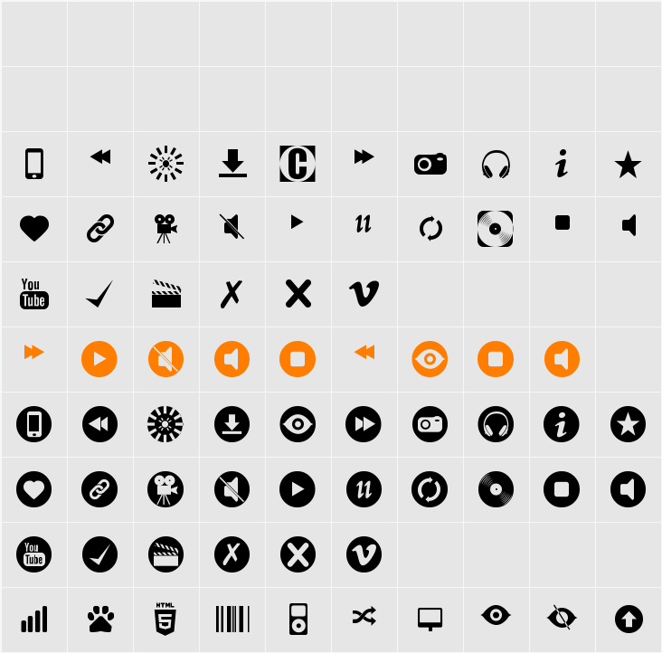 sTmedia icons  Character Map