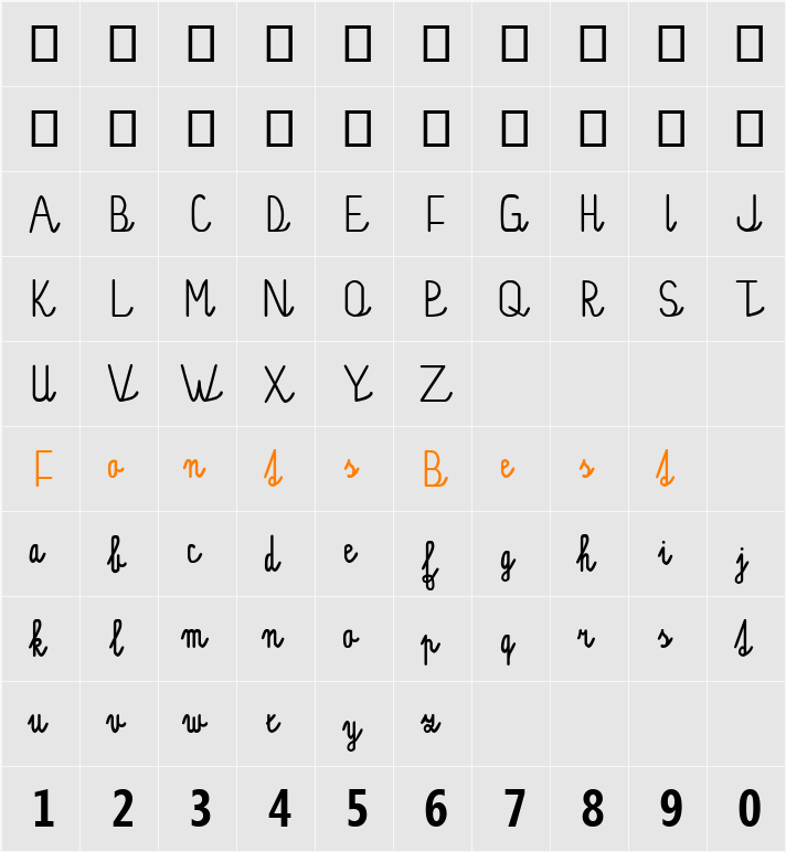 Písankové psací Jakub Sloup opt Character Map