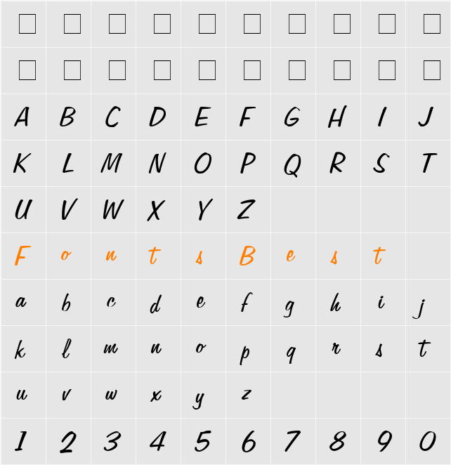 Jott 45 Character Map