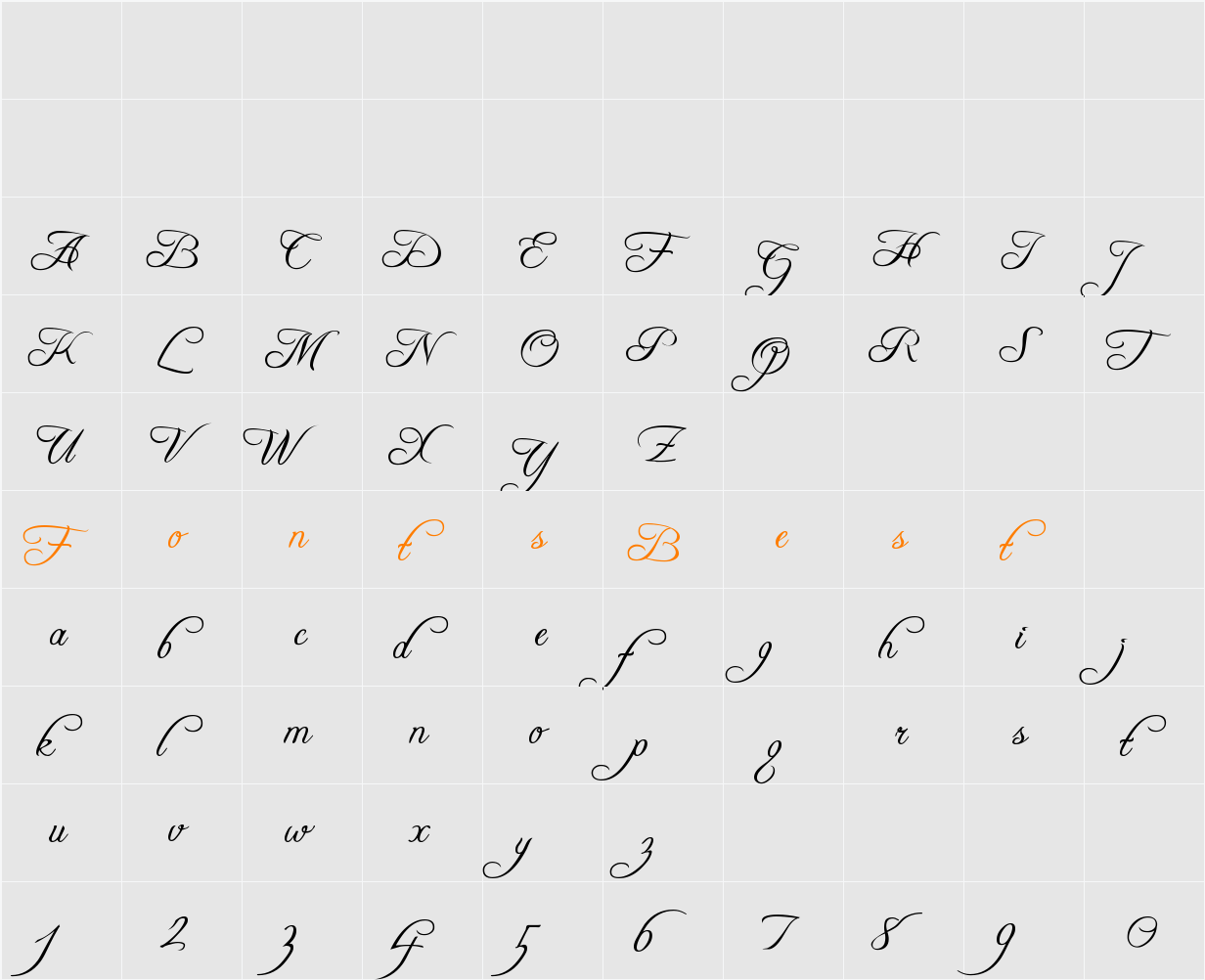 Freebooter Script Character Map