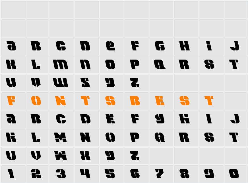 Space Cruiser Leftalic Character Map