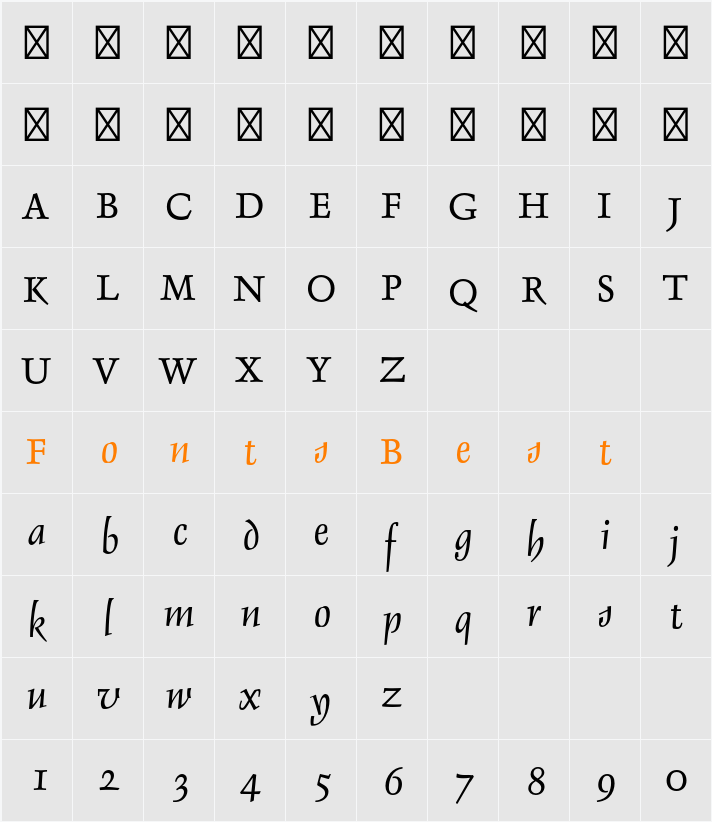 Delphin LT Std 1 Character Map