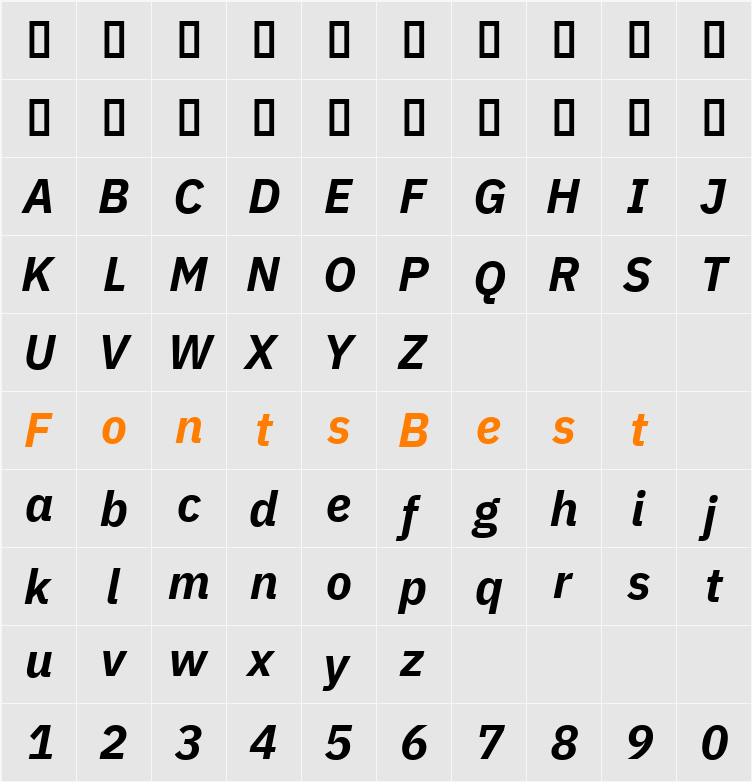 IBM Plex Sans Character Map