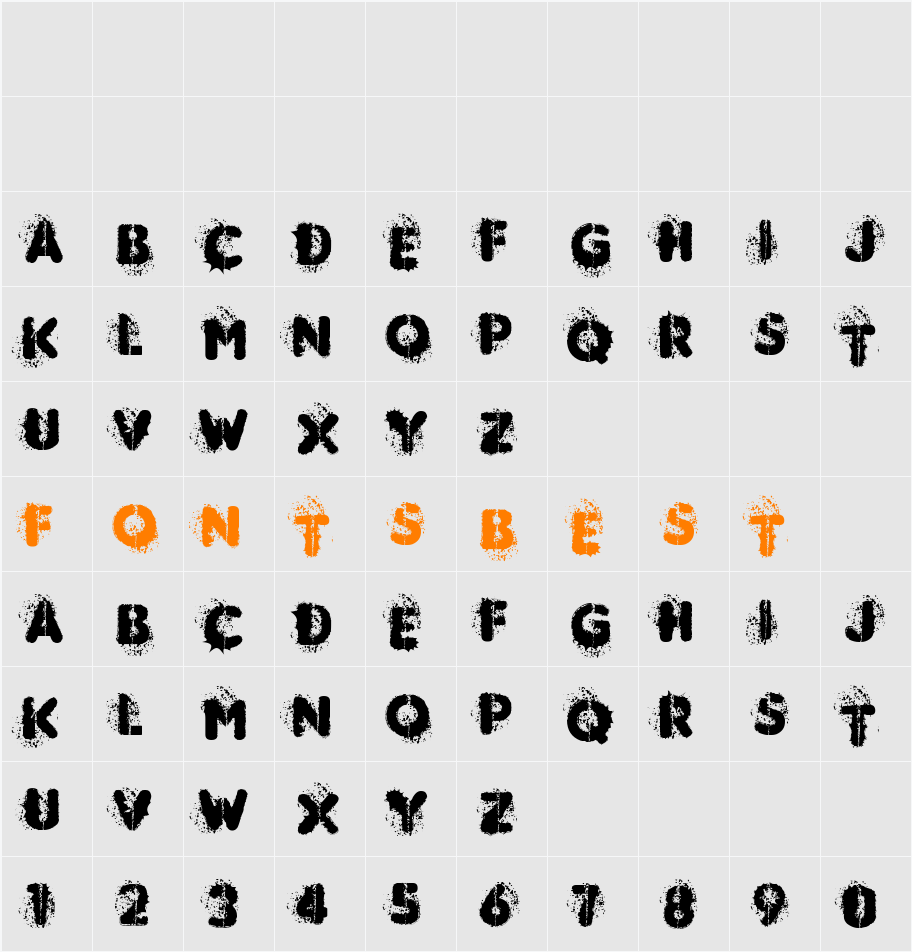MUDSHAKE 83 Character Map