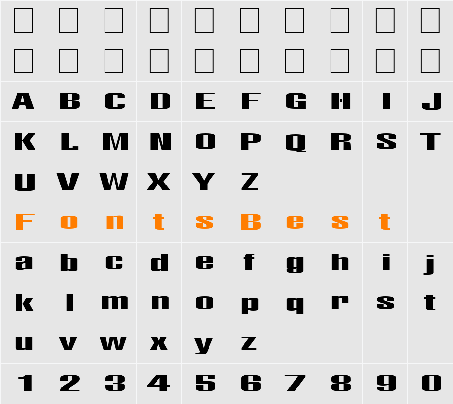 FZ BASIC 9 COND Character Map