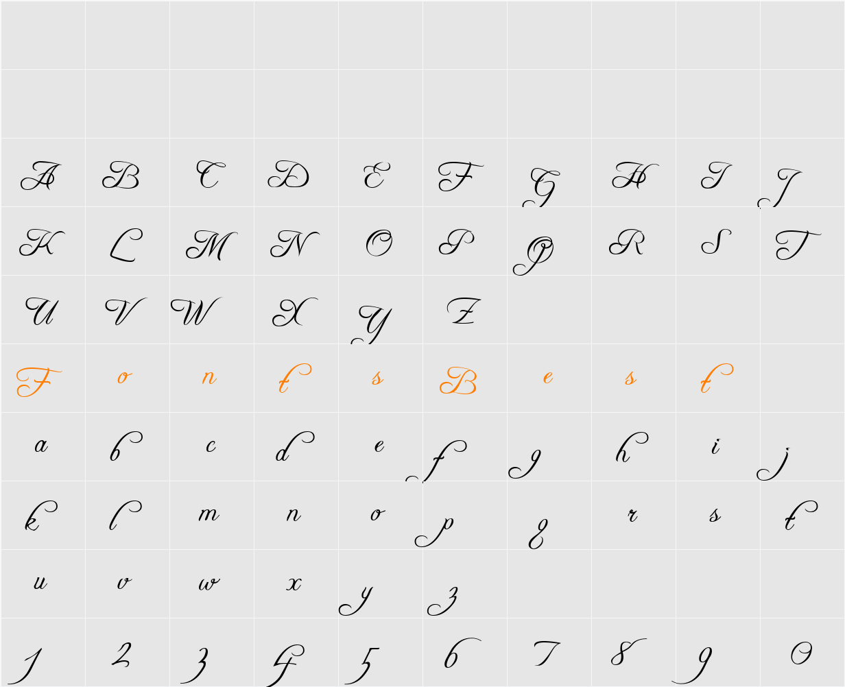 Freebooter Script Character Map