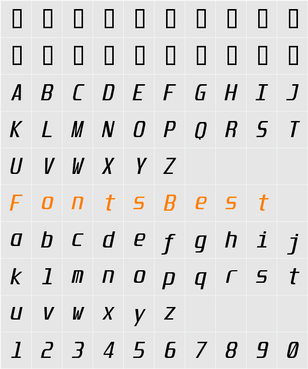 Unispace Character Map
