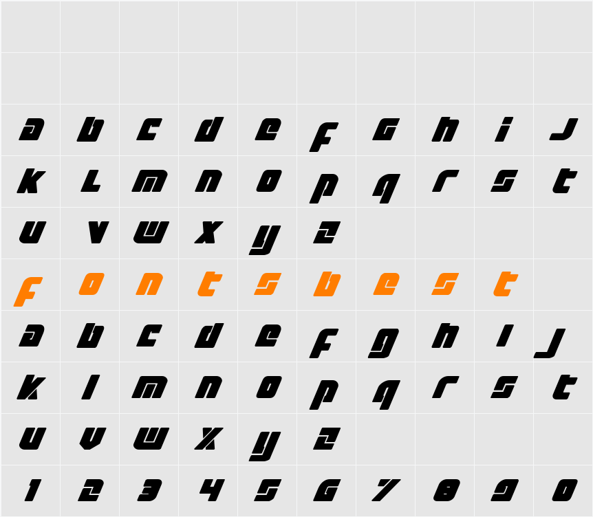 Exoplanet Expanded Italic Character Map