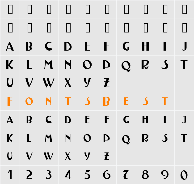 TestarossaNF Character Map