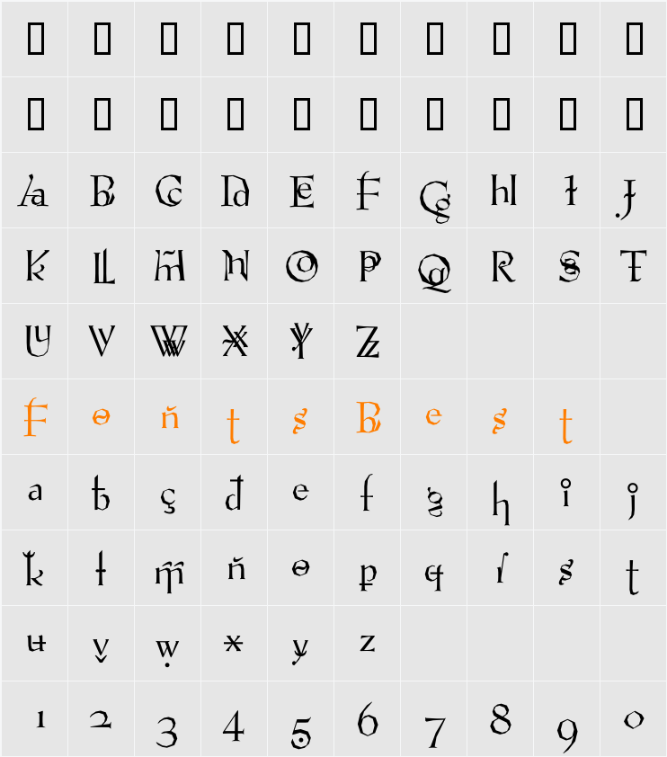 VTPompousCircumstanceChiseled Character Map