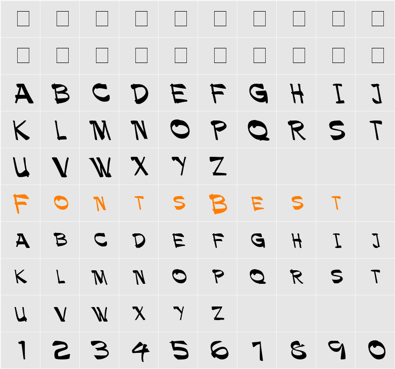 Paintbrush Leftified Character Map