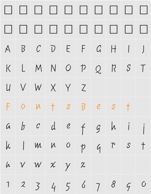 ElektrixLightOldstyle Character Map