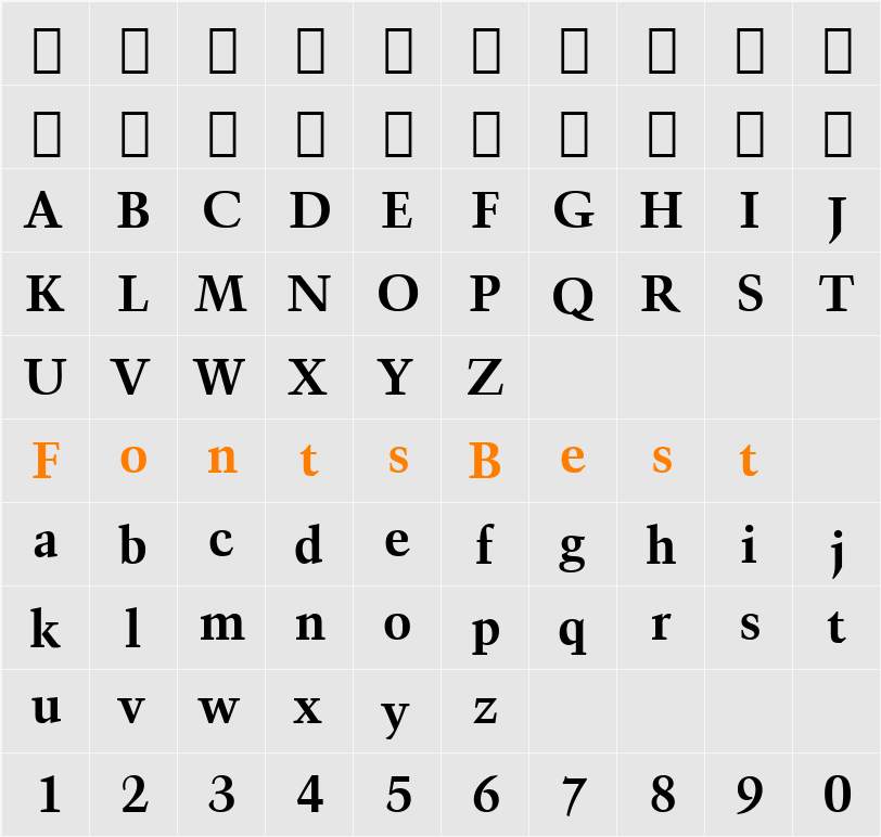 Kuenst480 BT Character Map