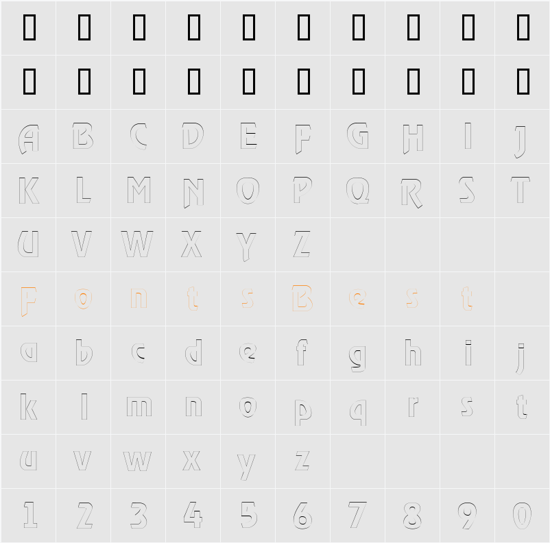 XanadauOutline Character Map