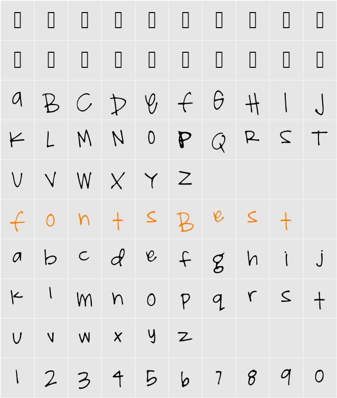 ShelbyPrint Character Map