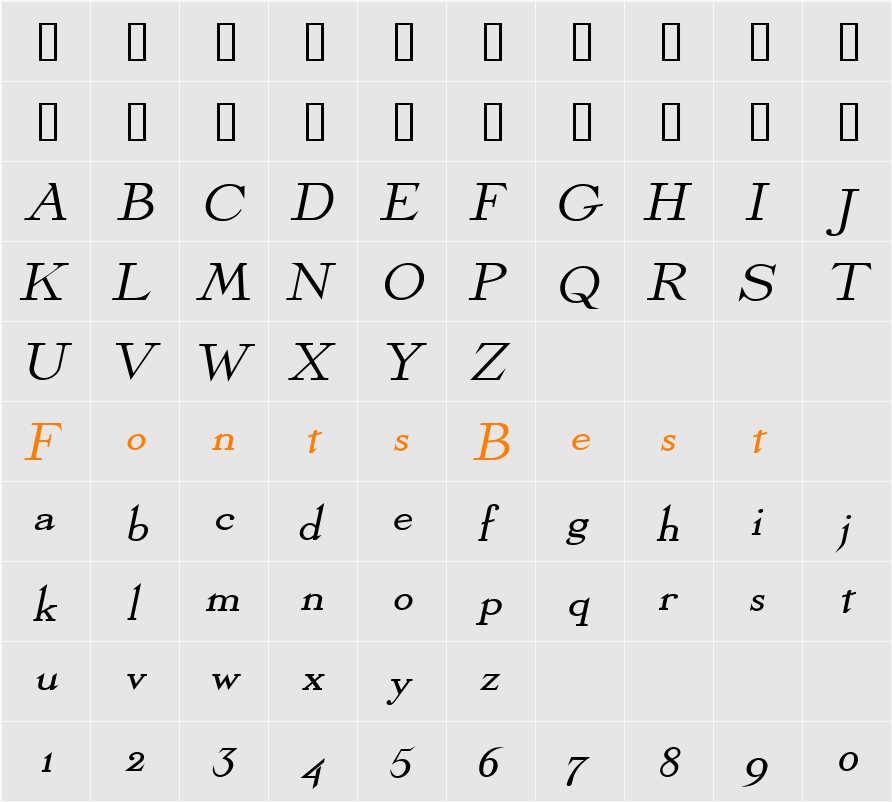 Olympus-Extended Character Map