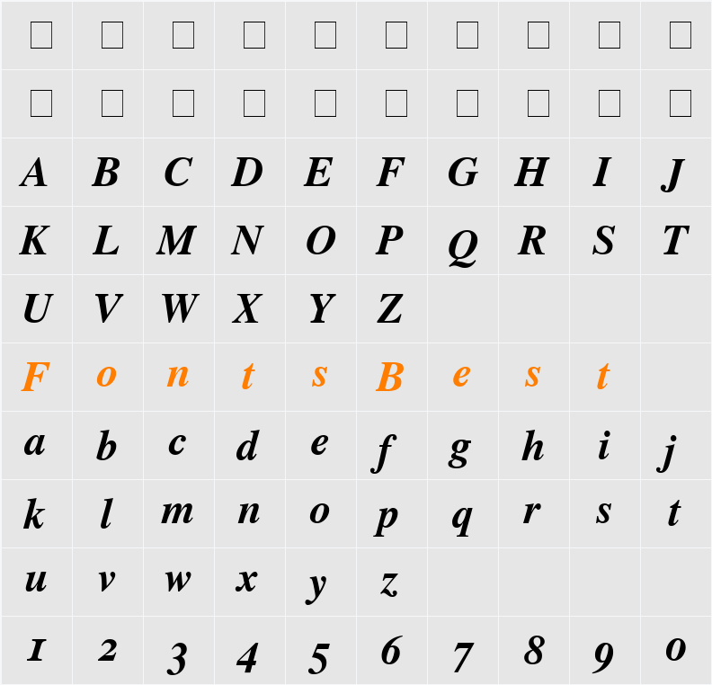 Greco OldStyle SSi Character Map