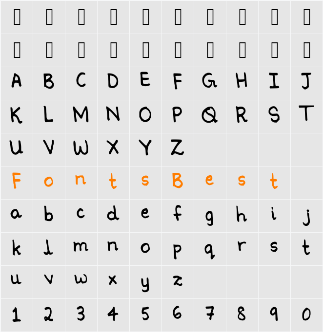 Ninoshandwriting Character Map