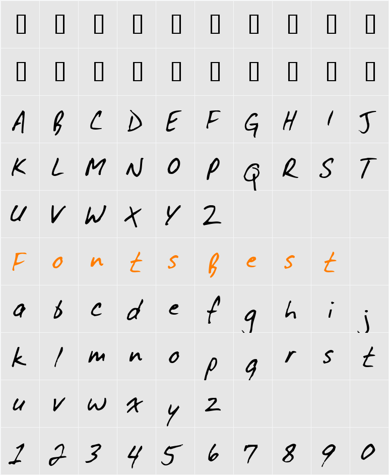 DirtyDarren Character Map