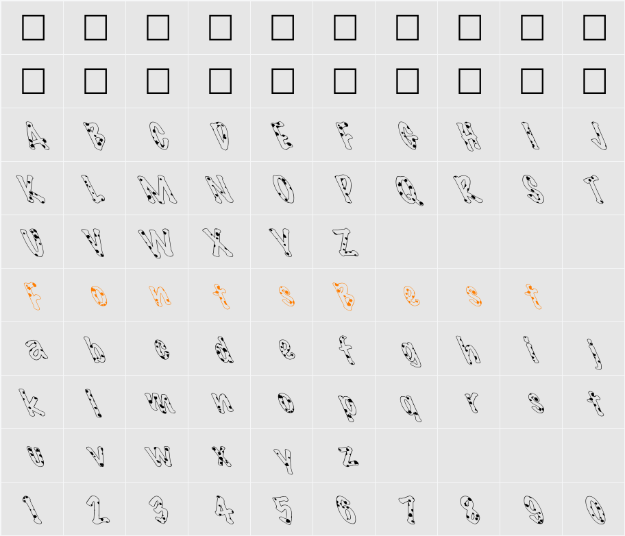 FZ HAND 14 SPOTTED LEFTY Character Map