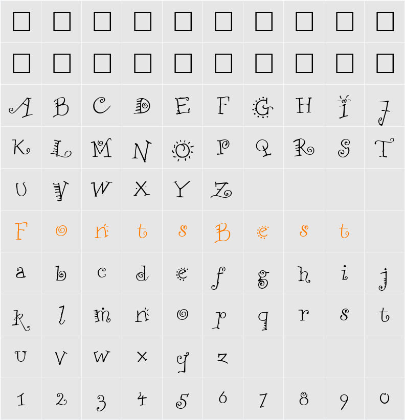 Funstuff Character Map