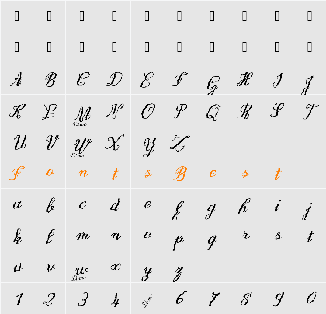 OnlyOneDollarDemo Character Map