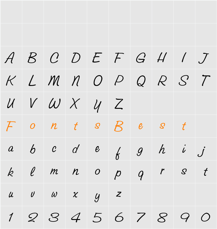 GroveScriptLight Character Map
