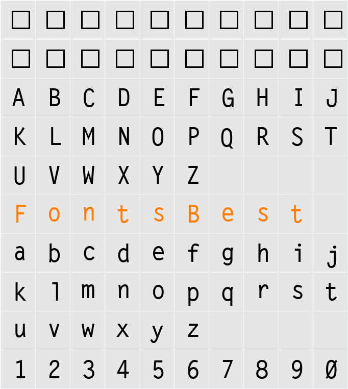 Letter Gothic MT Character Map