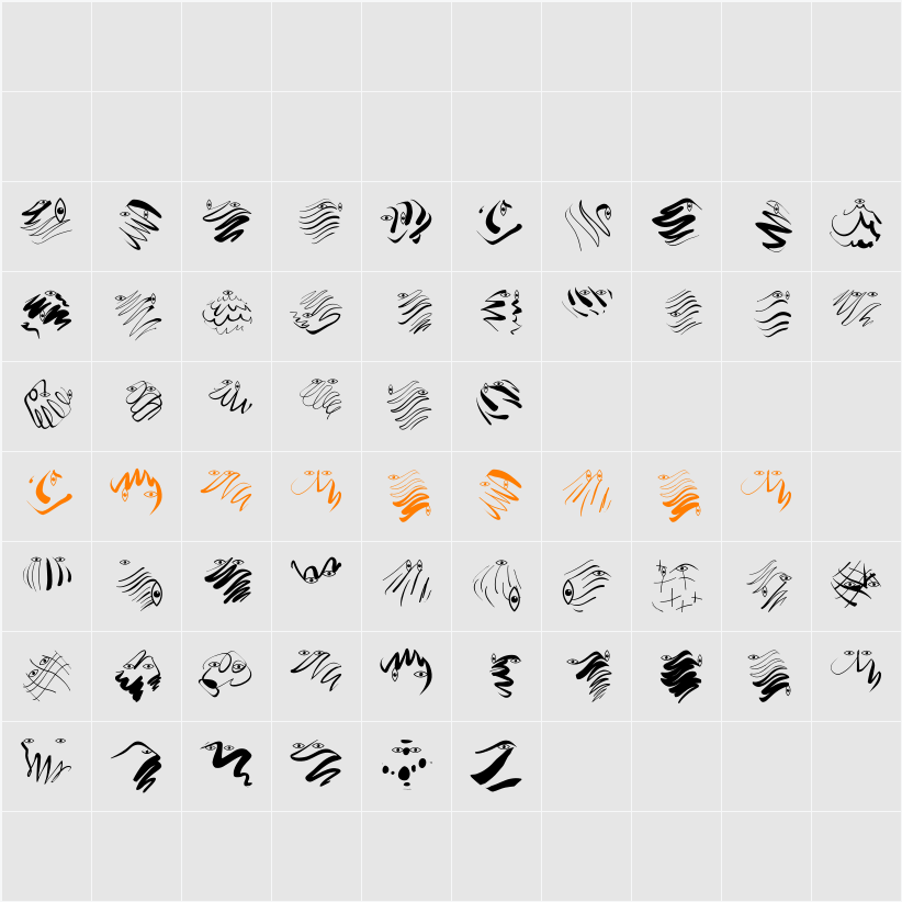 EyeNStrokeThree Character Map