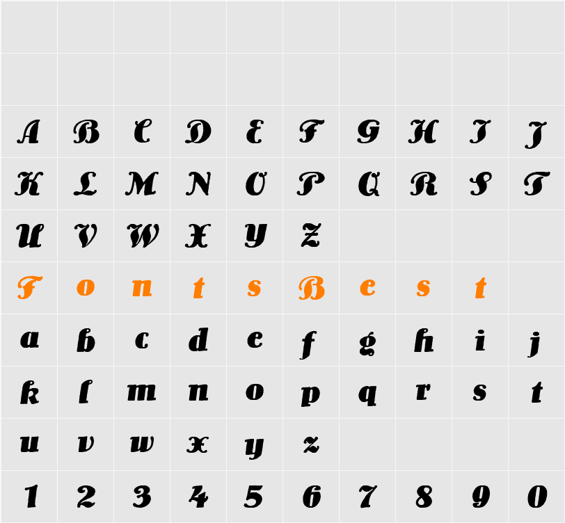 Lo-Type BQ Character Map
