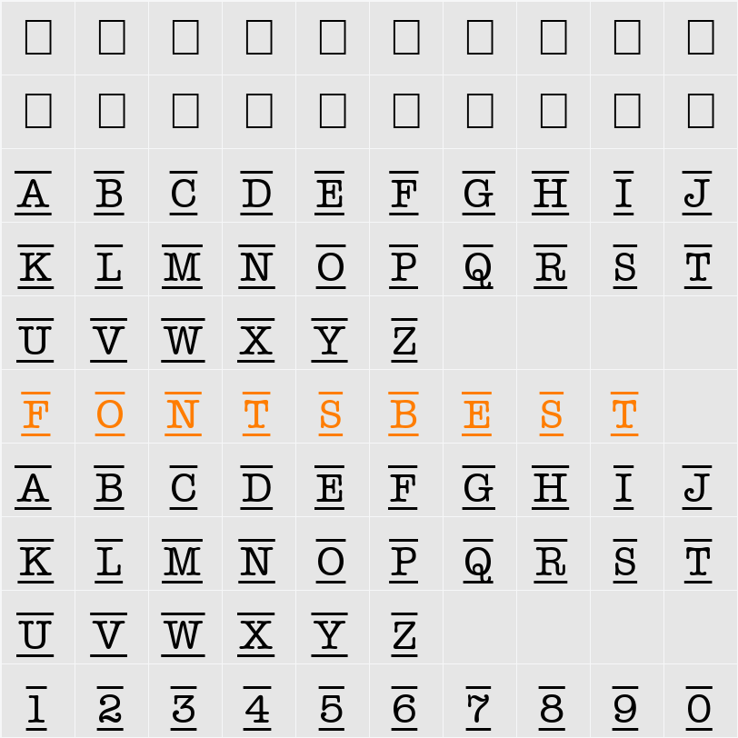a_OldTyperDcFr Character Map