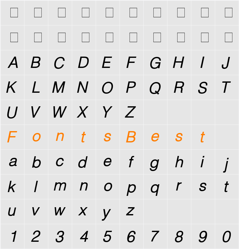 Mahony Light Character Map