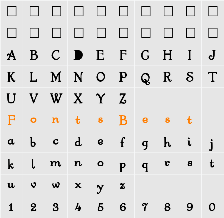 Garton Character Map
